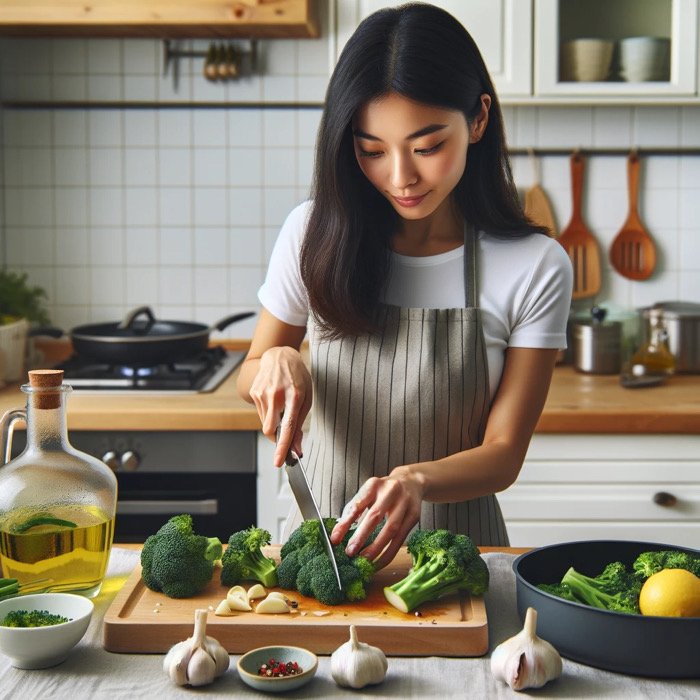 Making Side Dish Broccoli preparation steps