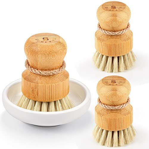 Bamboo Dish Scrub Brushes,Kitchen Wooden Cleaning Scrubbers...