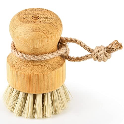 SUBEKYU Bamboo Dish Scrub Brushes for Kitchen, Natural...