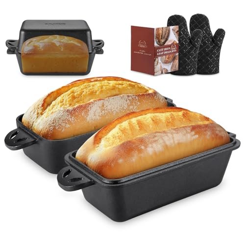 AILITOR Cast Iron Loaf Pan with Lid 9x5 Inch