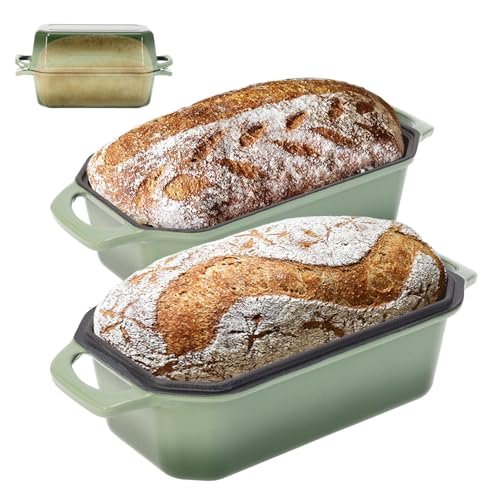 Flavehc Bread Pan Cast Iron Loaf Pan with Lid 9x5