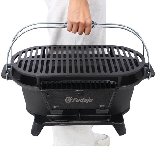 Cast Iron Hibachi Grill – Portable Charcoal Tabletop BBQ