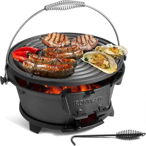 IronMaster Hibachi Grill, 100% Cast Iron, Tabletop Portable...
