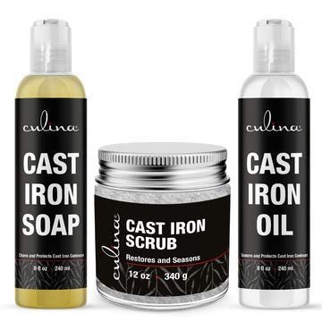 Culina Supreme Cast Iron Care Set: Restoring Scrub, Soap,...