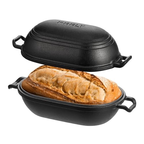 FRRLY Cast Iron Loaf Pan with Lid-Bread Baking Pan