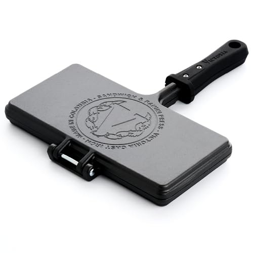 Victoria Cast Iron Panini Maker, Preseasoned Cast Iron...