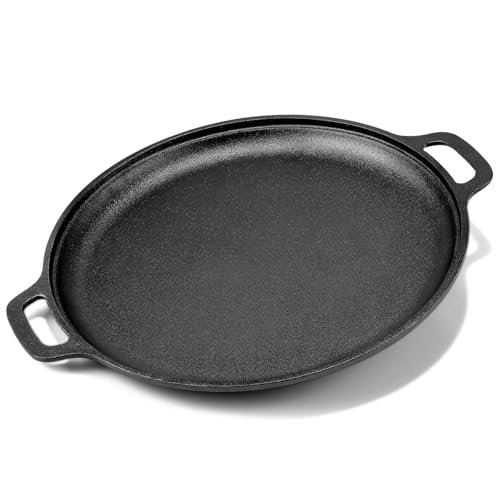 Gymdin 13.8 Inch Cast Iron Pizza Pan with Dual Handles