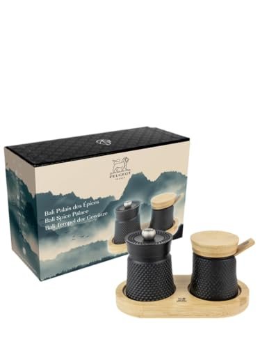 Peugeot Bali Black Cast-Iron Pepper Mill and Salt Cellar.