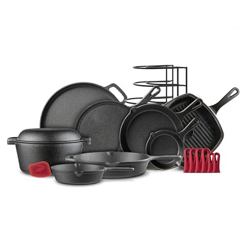 Cast Iron Cookware 18-Piece Set - Pre-Seasoned Bundle
