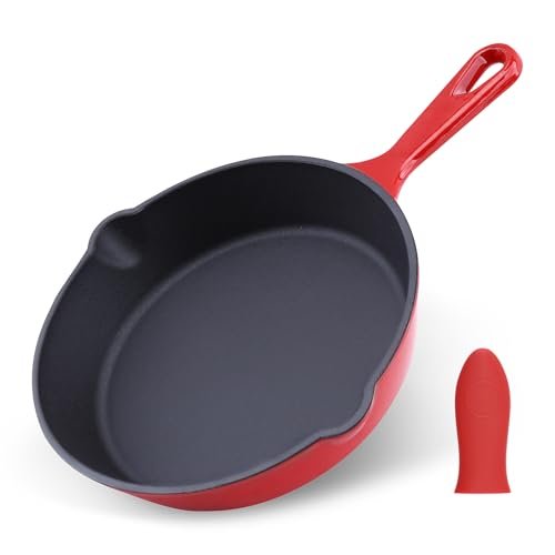 Tastedeli Enameled Cast Iron Skillet with Pour Spouts, 8...