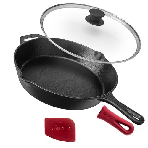 Cuisinel Cast Iron Skillet with Lid - 12-Inch Frying Pan