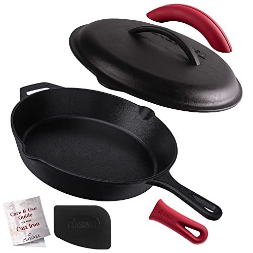 Cuisinel Cast Iron Skillet with Lid - 12-Inch Pre-Seasoned...