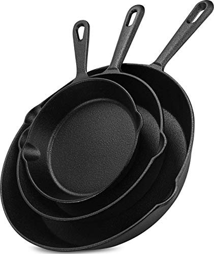 Utopia Kitchen Cast iron Skillets 3 Piece Set, Pre Seasoned