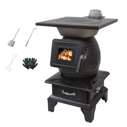 Indoor Wood-Burning Heating Stove, Small Cast Iron Portable...