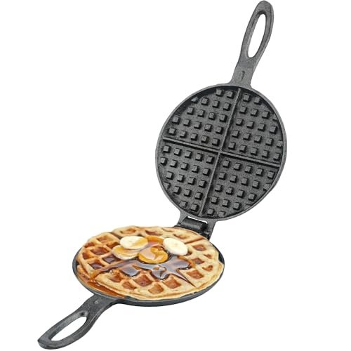 LRWZOV Cast Iron Waffle Maker for Stovetop or Grill