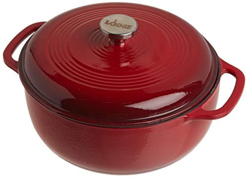 Lodge Essential Enamel Cast Iron Dutch Oven, 6 Quart Red