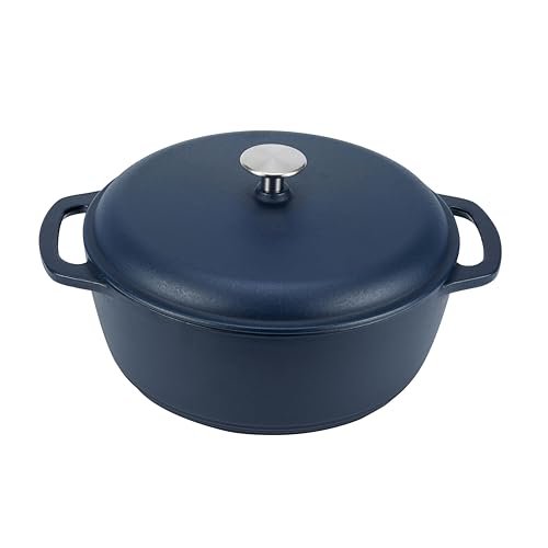 Amazon Basics Enameled Cast Iron Dutch Oven, 6-Quart, Navy