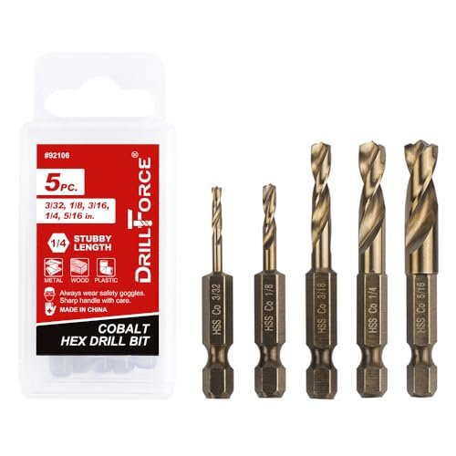 VALYRIANTOOL 5PCS M35 Cobalt Stubby Drill Bit Set for Metal