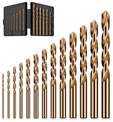 MACXCOIP Cobalt Drill Bit Set, 13Pcs M35 for Hardened Metal