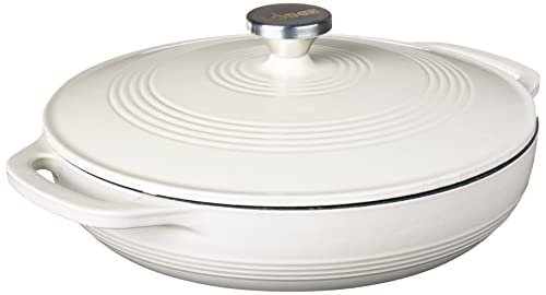 Lodge 3.6 Quart Enameled Cast Iron Round Casserole, Oyster...