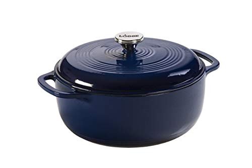 Lodge Essential Enamel Cast Iron Dutch Oven, 6 Quart, Indigo