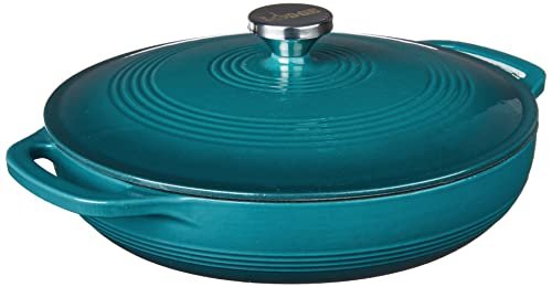 Lodge 3.6 Quart Enameled Cast Iron Covered Casserole, Lagoon