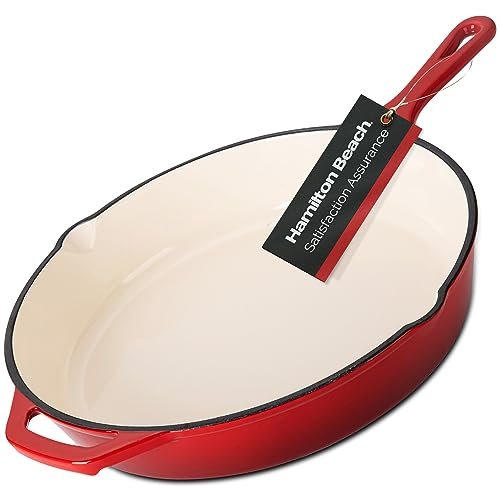 Hamilton Beach Enameled Cast Iron Fry Pan 12-Inch Red