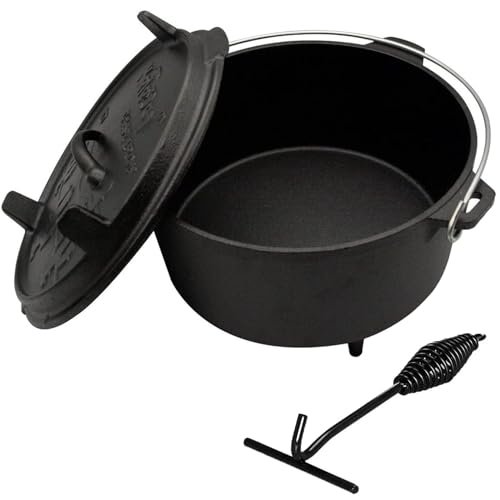 Keleday 6.3qt Cast Iron Dutch Oven with Skillet Lid