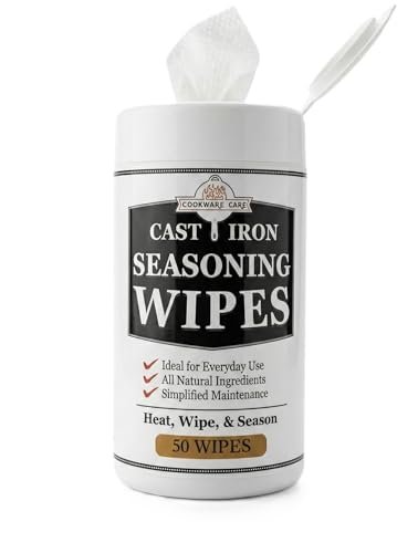 Cookware Care Cast Iron Seasoning Oil Wipes, with Grapeseed...