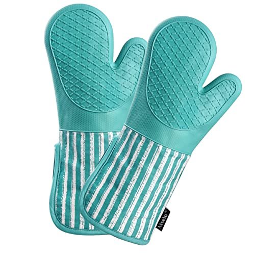 Alselo Silicone Oven Mitts Heat Resistant 932℉, Set of 2