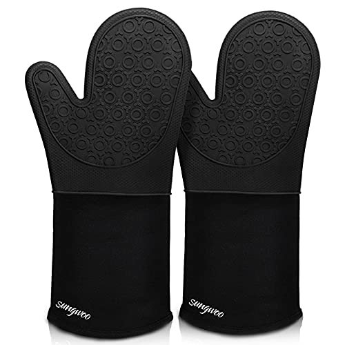 sungwoo Extra Long Silicone Oven Mitts, Heat Resistant...