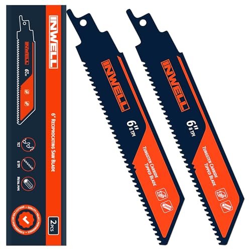INWELL 2PCS Tungsten Carbide Reciprocating Saw Blade, 8TPI...