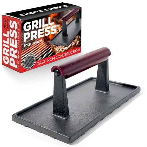 Cast Iron Grill Press - 8 x 4 Inch Weight