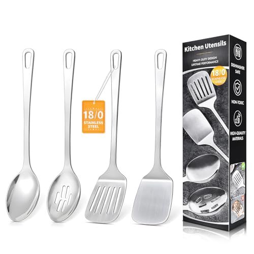 4 Pcs Cooking Utensils Set, Stainless Steel Heat Resistant...