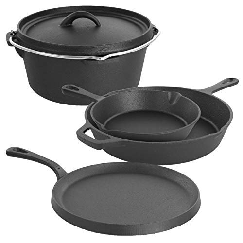 MegaChef Assorted Pre-Seasoned OVEN SAFE, Cast Iron 5 Piece...