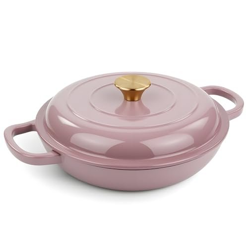 Vintage Style 3 Quart Enameled Cast Iron Braiser with Lid