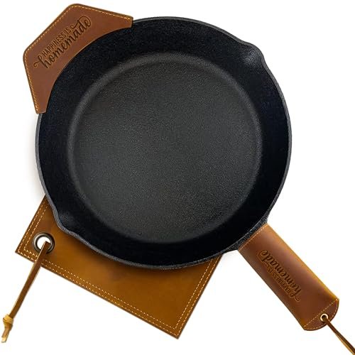 GROBRO7 3Pcs Cast Iron Skillet Hot Handles Leather Covers...