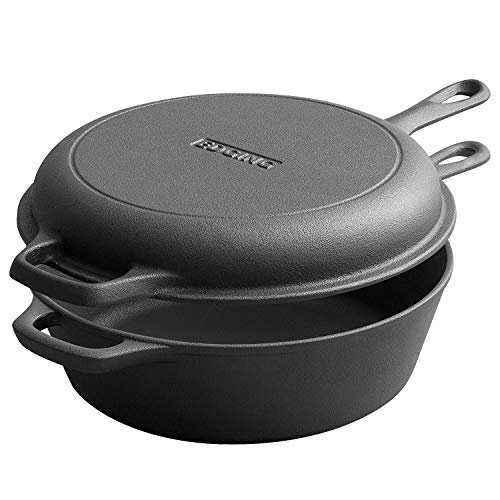 EDGING CASTING 2-in-1 Pre-Seasoned Cast Iron Dutch Oven...