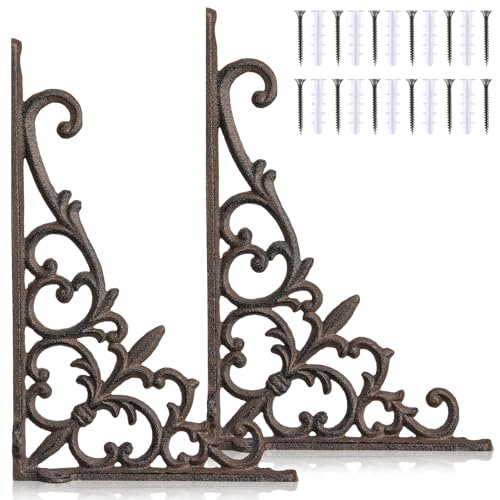 Otoolling 2 Pack Cast Iron Decorative Shelf Brackets,...