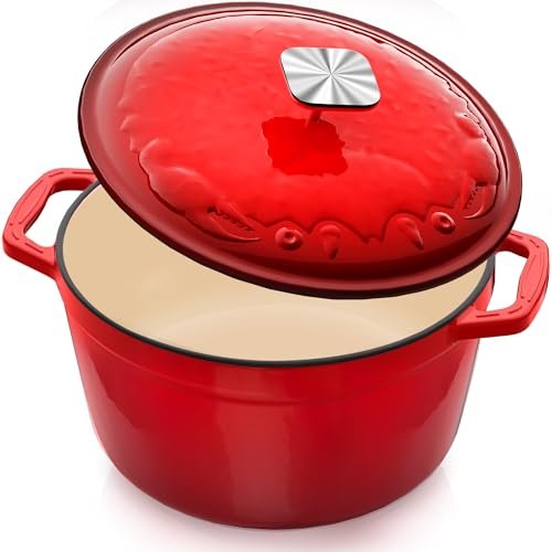 Enameled Cast Iron Dutch Oven - 5 Quart with Crab