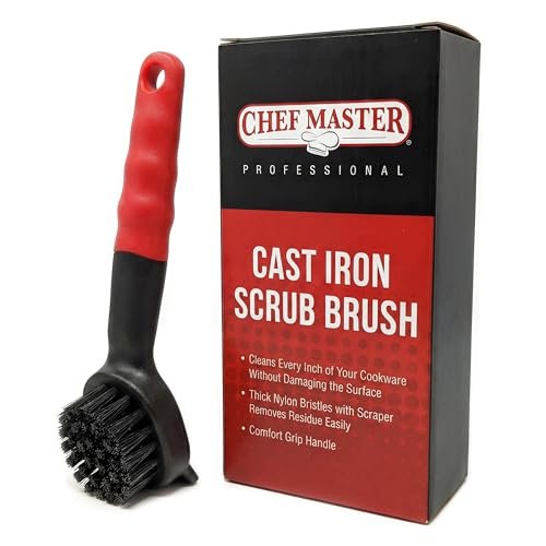 Cast Iron Scrub Brush with Heavy Duty Scraper and Nylon