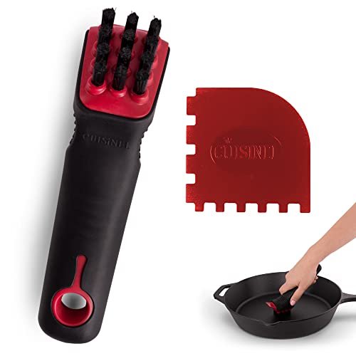 Cuisinel Cast Iron Scrubber Cleaning Brush + Grill Scraper...