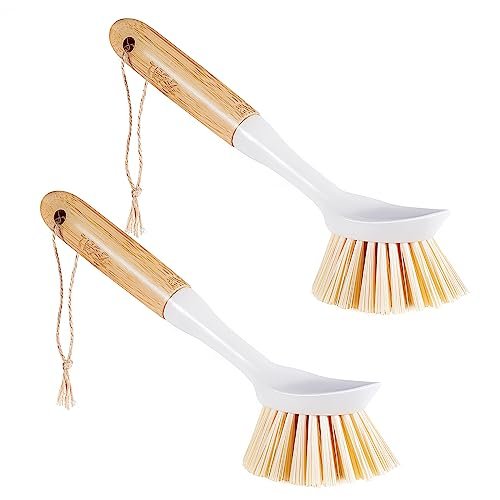 Kitchen Dish & Cast Iron Brush with Scraper and Handle