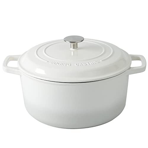 EDGING CASTING Enameled Cast Iron Dutch Oven, 6-Quart White
