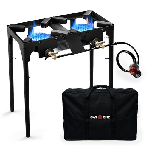 GasOne Double Propane Burner with Carry Bag and Adjustable...