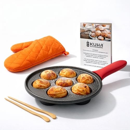 KUHA Cast Iron Aebleskiver Pan | Pre-Seasoned for Versatile...