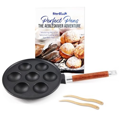 StarBlue 7-Hole Cast Iron Aebleskiver Pan Detachable with...