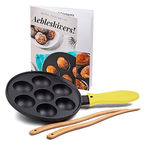 Upstreet Cast Iron Aebleskiver Pan Ideal for Takoyaki and...