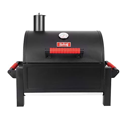 Feasto Portable Charcoal BBQ Grills with Cast Iron Grates...
