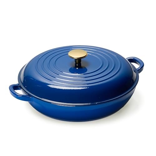 CAROTE 3.4QT Enameled Cast Iron Braiser Pan, a Multi-Use...